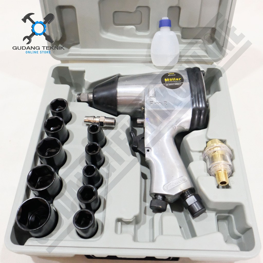 Mollar Air Impact Wrench Kit Set 1/2&quot; Alat Buka Pasang Baut Set Mollar