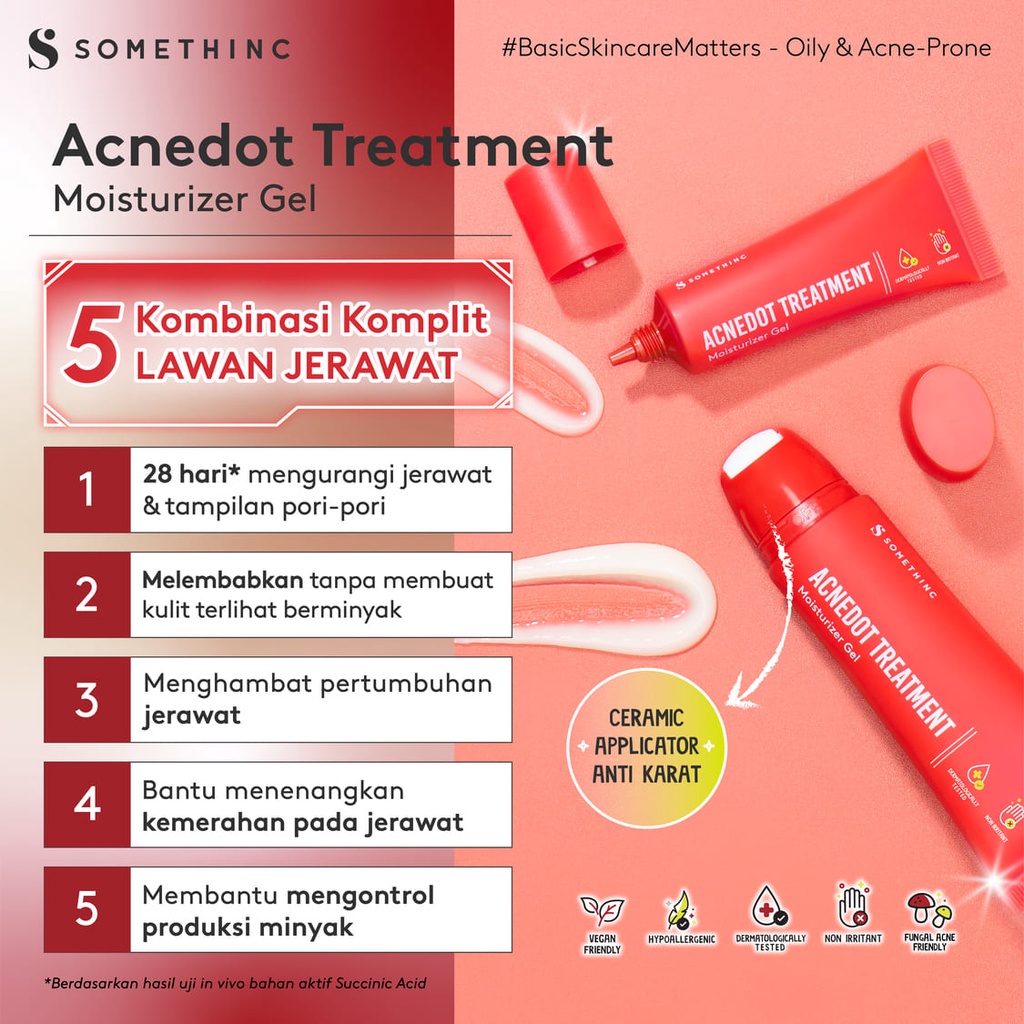 SOMETHINC ACNEDOT Treatment Moisturizer Gel - Krim Pagi dan Malam Kulit Jerawat - Baru - Murahnuemen