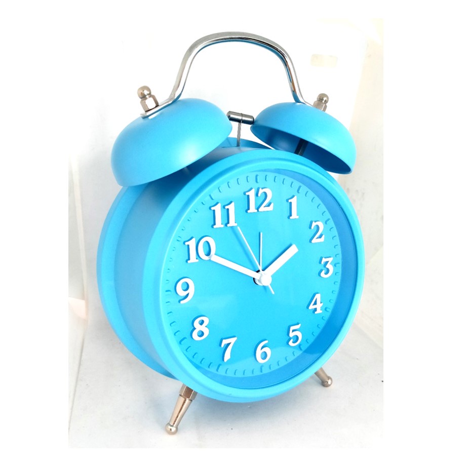 Jam Weker Kring Dekorasi Meja Alarm Clock Warna Pink Biru 20cm Free Baterai