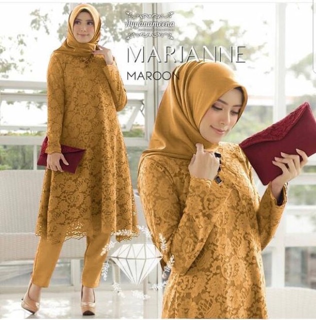 RESTOCK 5wrna AG- Set Marianne Brukat / Set Tunik kebaya kekinian