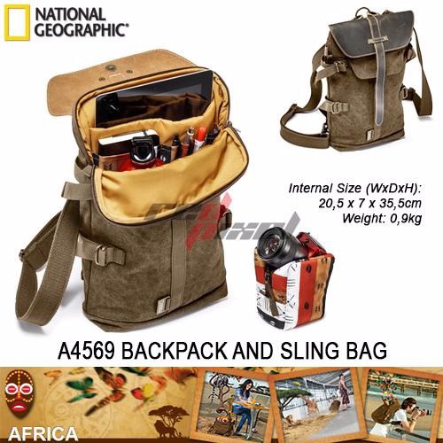 NATIONAL GEOGRAPHIC AFRICA A4569 BACKPACK AND SLING BAG ORIGINAL R93