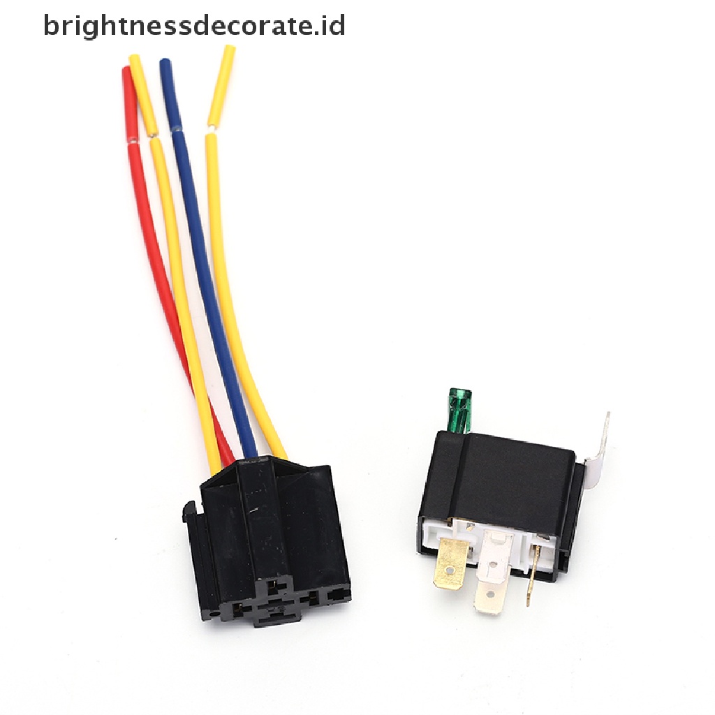 1 Pc Holder Relay Harness 4 Pin 40a / 12v Tahan Air Dengan Soket Relay Untuk Mobil