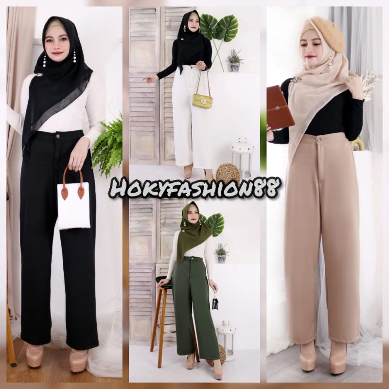 CELANA KULOT WANITA CELANA KANTOR CASUAL / FORMAL CELANA PANJANG HIGHWAIST CELANA KULOT BUTTON