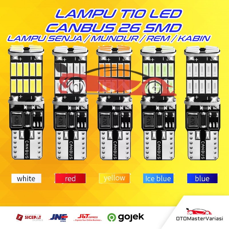 Lampu LED Mundur Senja Kabin Mobil Motor T10 T15 CANBUS 26 SMD Titik 4014 Error Free Tahan Panas dan Anti Air