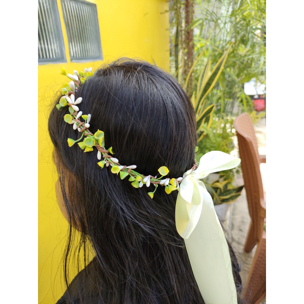 Flower Crown / Mahkota Bunga / Putik Putih Kuning / Flower Crown Bridal Shower / Flower Crown Brides