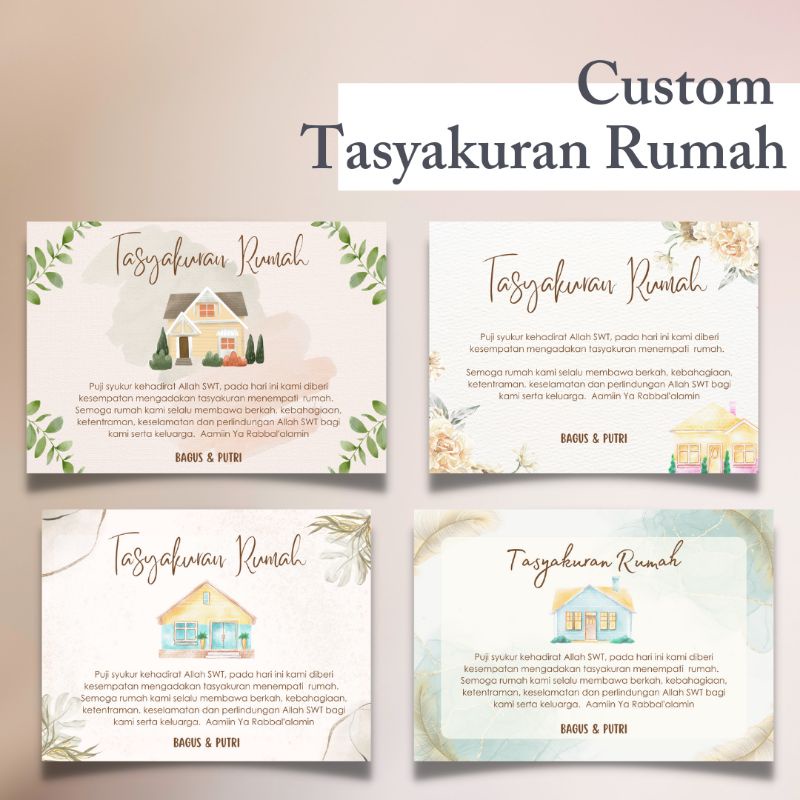 

Cetak Kertu/Stiker Tasyakuran Rumah, Custom Stiker atau Kartu Tasyakuran Pindahan Rumah