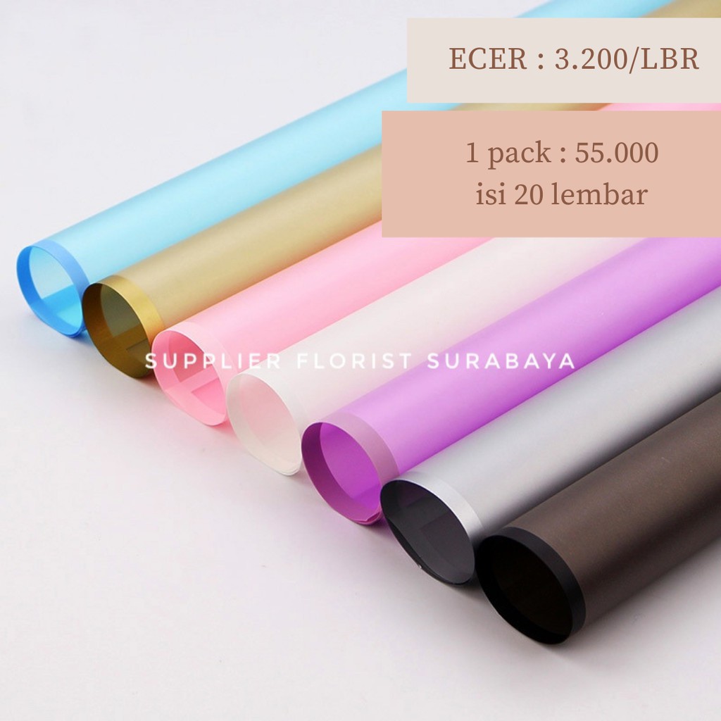 [1 PACK : 20 LEMBAR] TRAWANG FULL COLOR CELLOPHANE 58CM X 58CM KERTAS BUNGA WRAP BUNGA KOREA PAPER FRAME TRAWANG