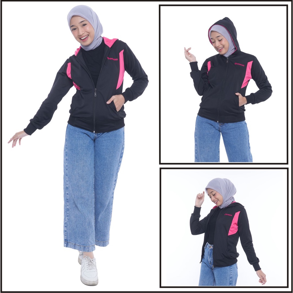 EHBERS Jaket Casual Wanita Outdoor Olahraga Hitam