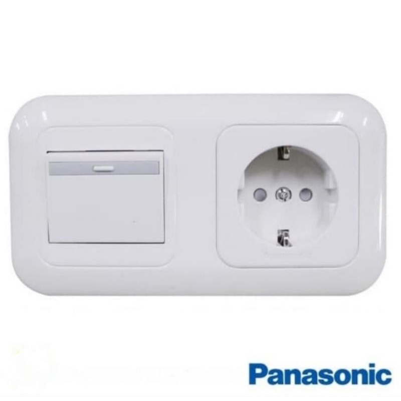 Panasonic Stopkontak + Saklar Engkel 2 Gang Wide Series