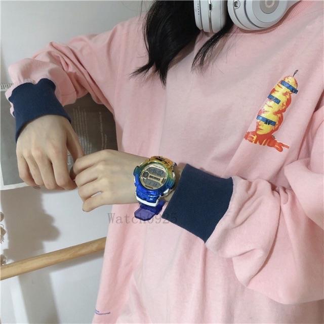 JAM TANGAN KOREA UNICORN MENONTON GADIS SISWA SEKOLAH MENENGAH LUCU JAM TANGAN WANITA ANTI AIR  M74-Biru tua
