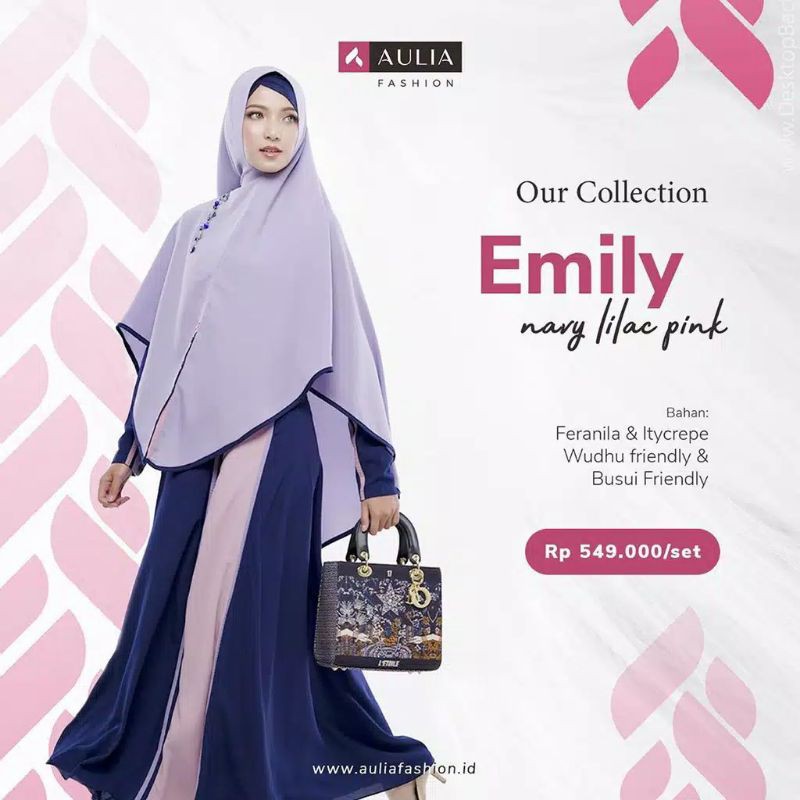 GAMIS AULIA FASHION EMILY NAVY LILIAC PINK