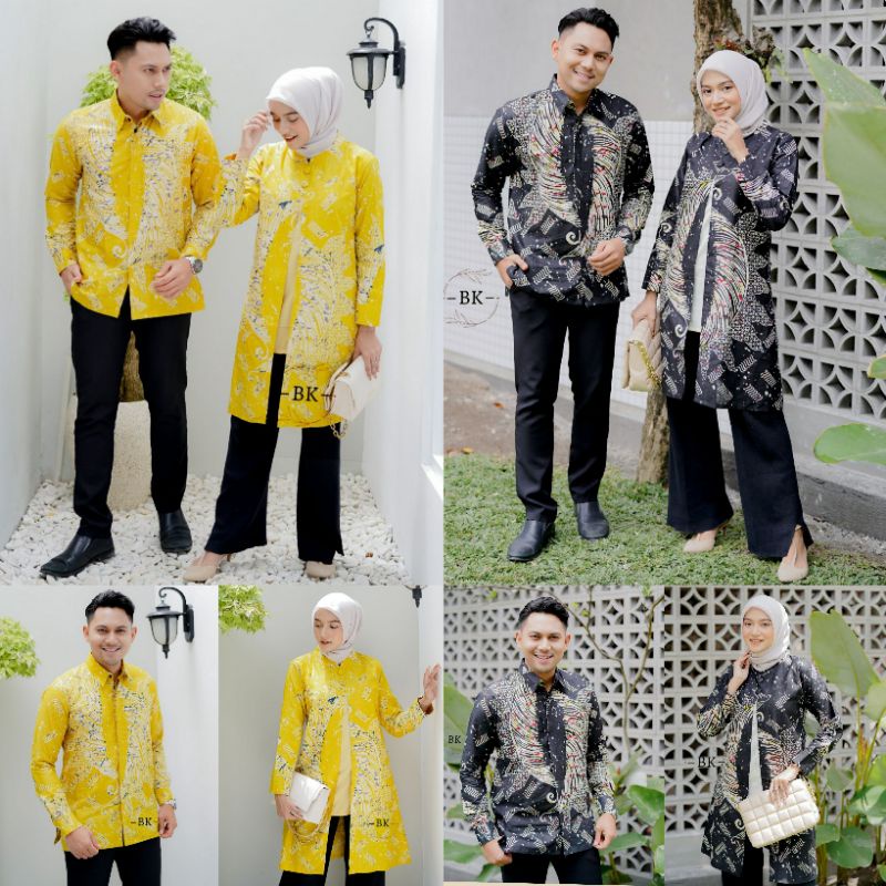 BAJU COUPLE BATIK SERAGAM KANTOR TUNIK KEMEJA DEWASA M L XL XXL