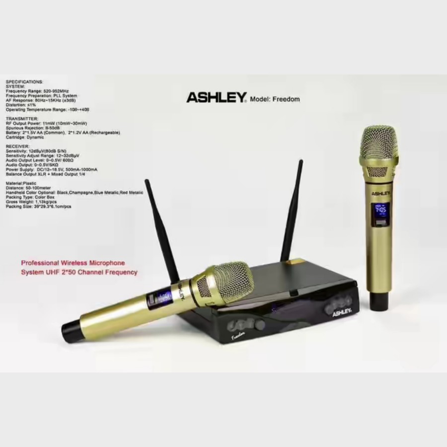 Mic Wireless Ashley Freedom Original Dual Microphone Handle Wireless