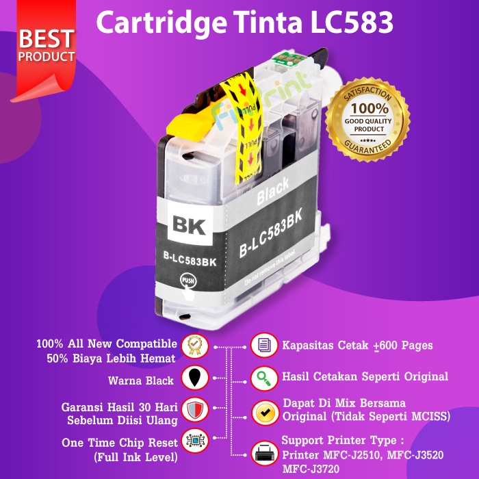 Original Brother LC583BK LC583 Black Cyan Magenya Yellow Ink Benefit Cartridge Tinta Printer MFC-J2510 MFC-J3520 MFC-J3720