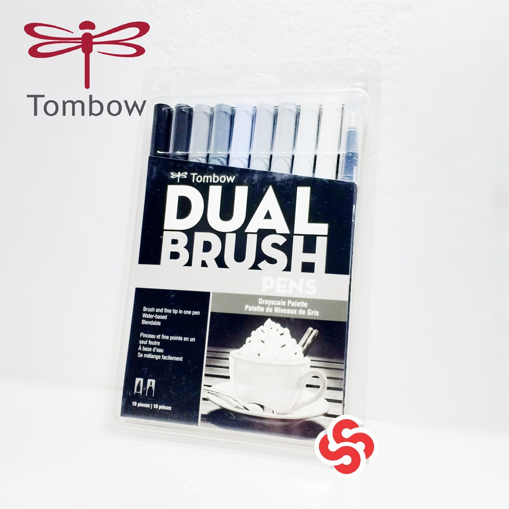 

Tombow Dual Brush Pen Set 10 Colors - GRAYSCALE PALLETE