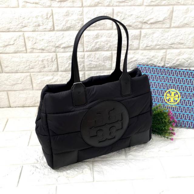 TORY BURCH Ella Puffer Tote totebag tas bag original authentic asli black hitam