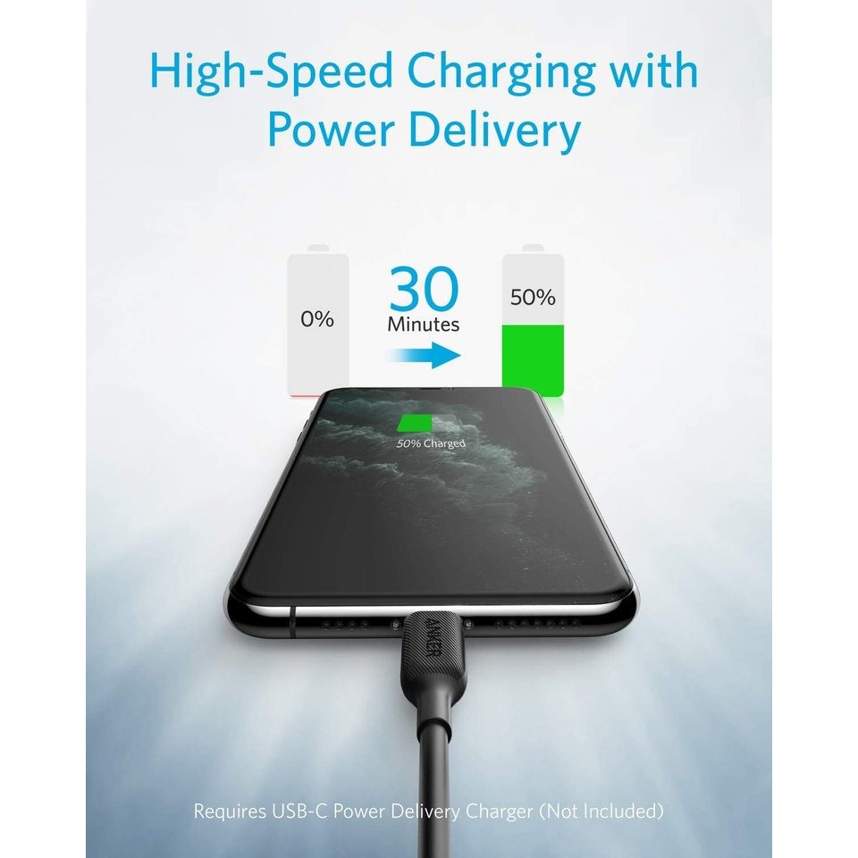 ANKER A8832 - PowerLine III - USB-C to Lightning Connector - 0.9M - Kabel USB-C ke Lightning (90CM)