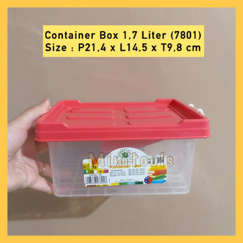 Container Box 1,7 Liter / Kotak Penyimpanan Serbaguna Masker Obat / Green Leaf 7801