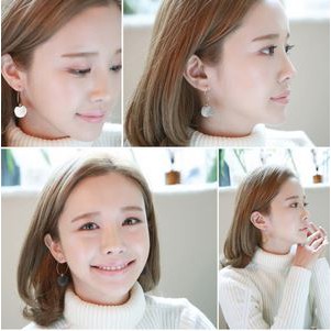 Anting Korea Fashion Import Hoops Simple Pompom