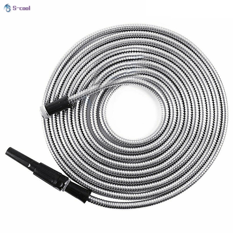 Stainless Steel Garden Hose Water Pipe 25 50 75 100ft Flexible Lightweight Pipes Shopee Indonesia