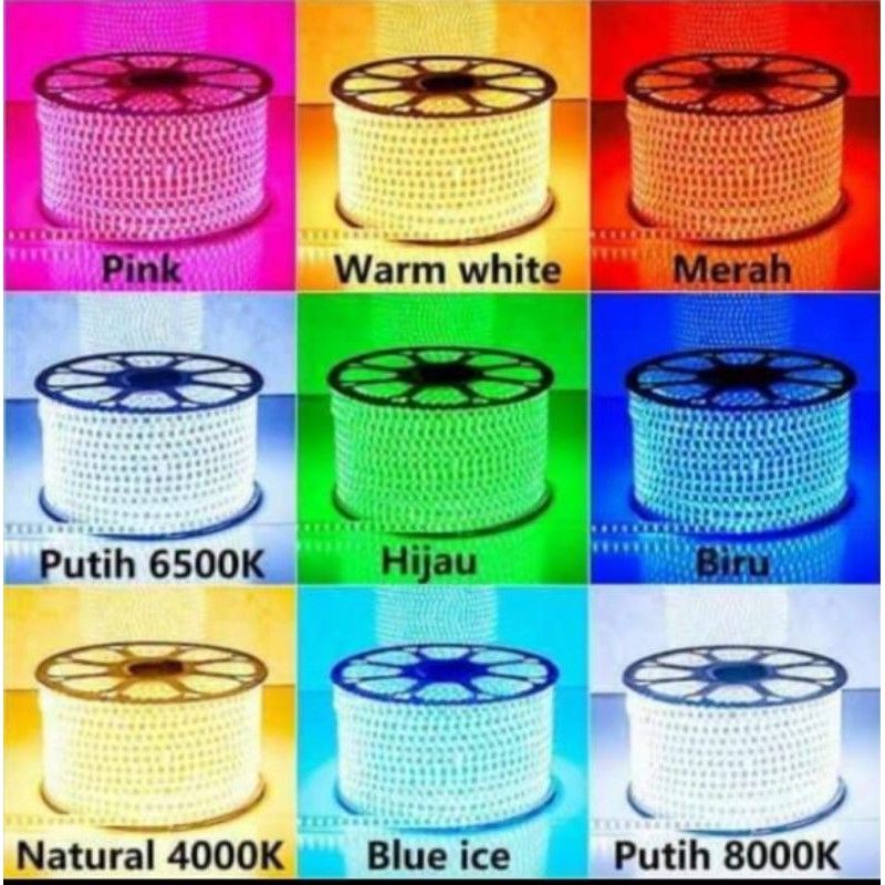 Led Strip  Bermacam Warna HARGA PER METER Putih,Merah,Biru,Hijau,Kuning warmwhite,Pink,Ice Blue