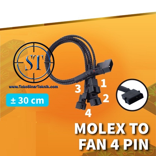 Kabel Splitter 4 Pin Molex Male PWM Kipas Connector Fan 12V Y Splitter Extension Extensi Adapter Cable