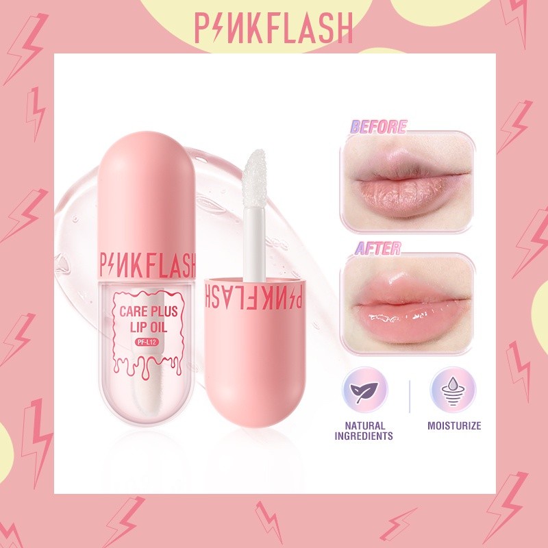 ★ BB ★ PINKFLASH Care Plus Lip Oil - Natural Lip Oil Lip Balm Lip Gloss Moisturize Repair Nourish Reduce Wrinkles Waterproof Multi-uses | PF-L12 | PINK FLASH