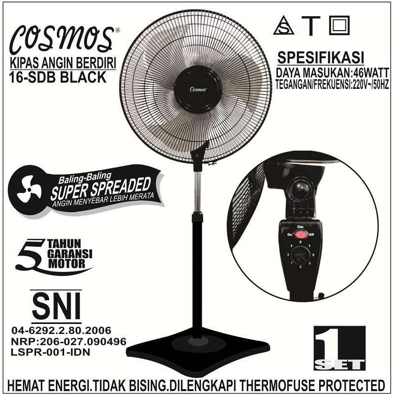 Kipas Angin Stand Fan Berdiri COSMOS 16 SDB - angin kencang