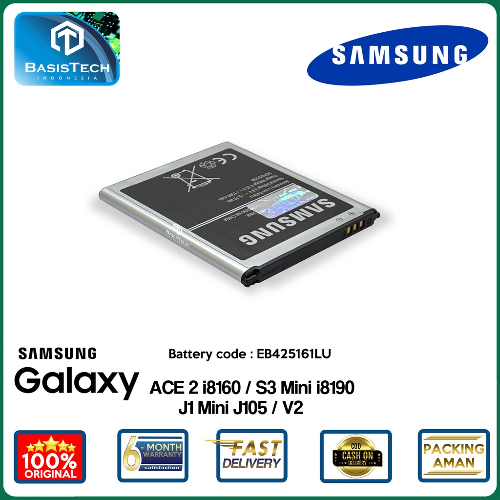 BATERAI SAMSUNG J1 MINI J105 - ACE 2 i8160 - S3 Mini i8190 - V2 - EB425161LU - ORI100