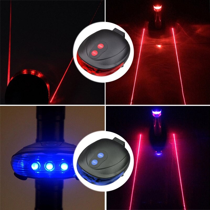 YGRETTE - RED / BLUE LED Bicycle Laser Strobe Tailight 5 LED / Lampu Belakang Sepeda 5LED With Laser