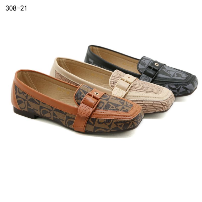 Alco - Sepatu Mewah Loafers Buckle Wanita Bonia Fashion Import 308-21