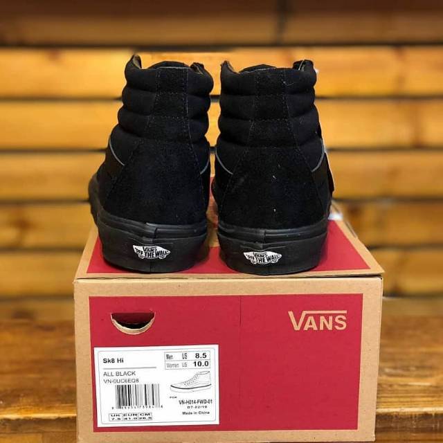 OBRAL PREMIUM VANS SK8 HIGH PREMIUM ALL BLACK BNIB MADE IN CHINA WAFFLE DT