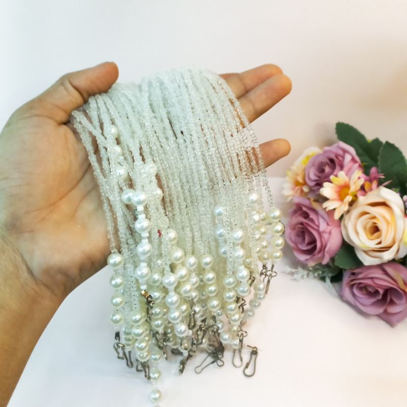 Strap Masker Mutiara Kristal Kalung Tali Masker