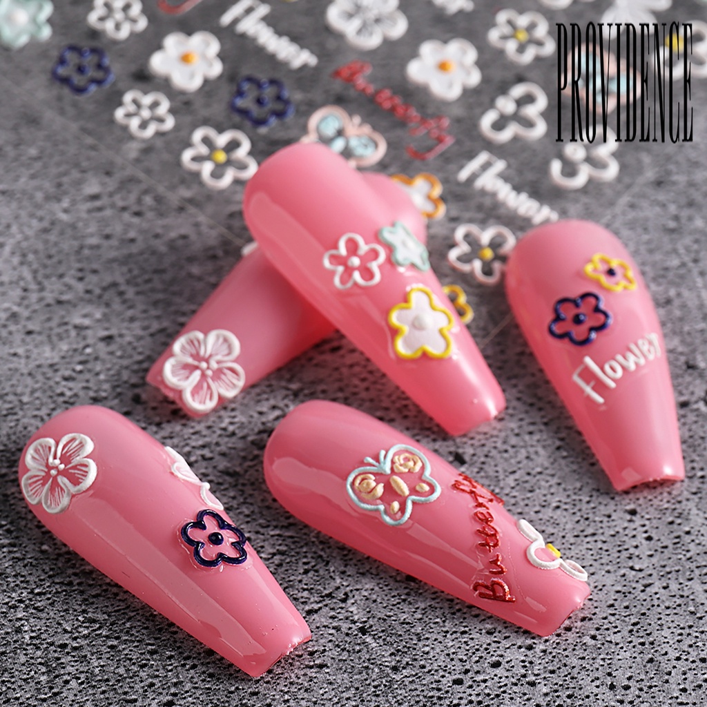 Providence Stiker Kuku 3d Motif Kupu-Kupu / Hati / Tulisan Bahasa Inggris Untuk Dekorasi Nail Art DIY