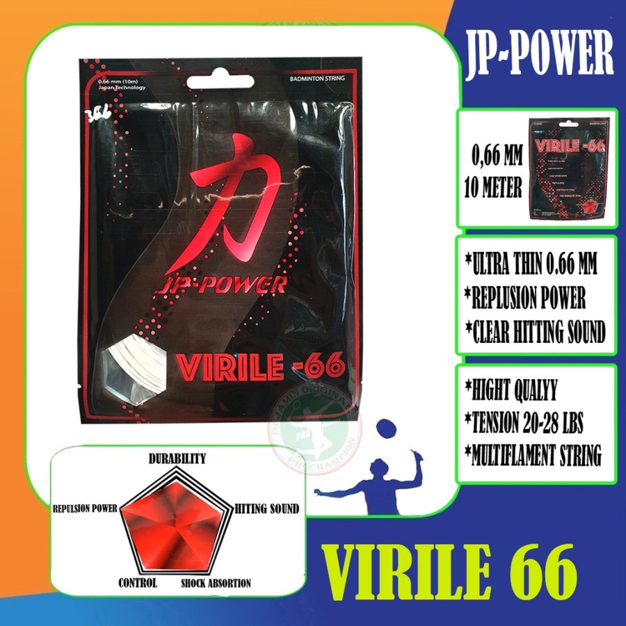 SENAR JP POWER | SENAR RAKET BADMINTON JP-POWER VIRILE 66 ORIGINAL