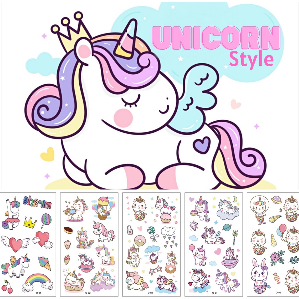 Stiker Tattoo Unicorn - Pegasus Besar | Tato Temporer | Waterproof