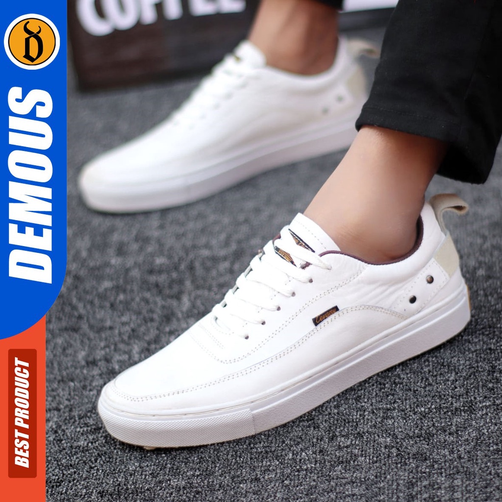 DEMOUS Morley - Sepatu Casual Sneakers Tali Pria Kulit Asli