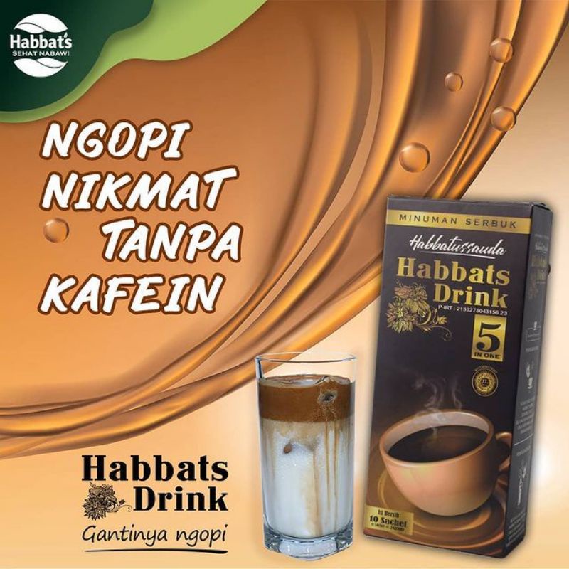 

Habbats Drink minuman serbuk Habbatussauda berkhasiat 5in 1 Kemasan box isi 10 sachet