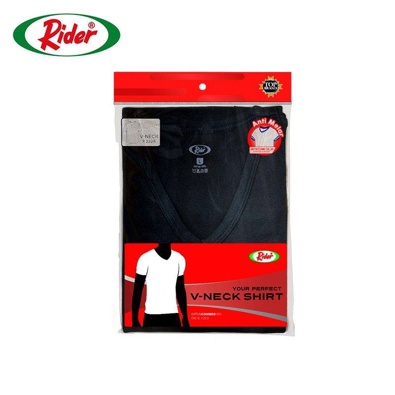 RIDER Kaos Oblong T-shirt man R222 Kerah V-Neck Original