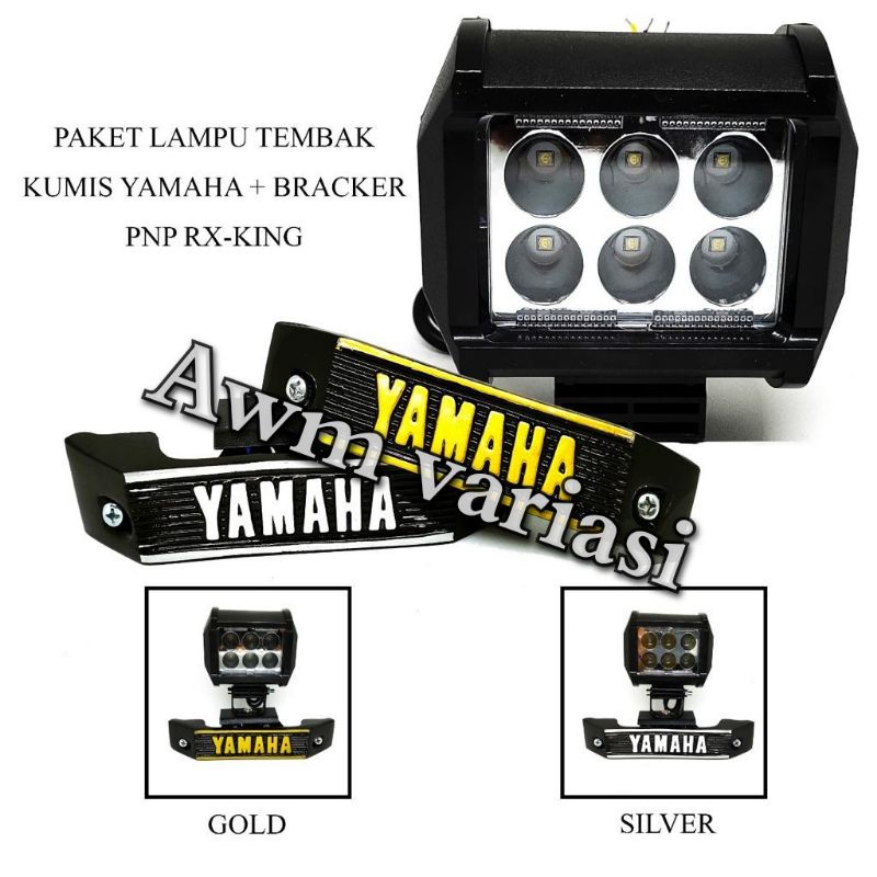 Lampu depan LED 6 LED 12 plus set kumis RX king hitam gold RX king RX spesial Bandung style