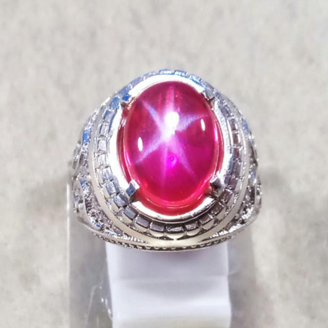 CINCIN BATU AKIK PERMATA AMERICAN STAR RED 6 STAR MEWAH BERKELAS MEDIUM SIZE