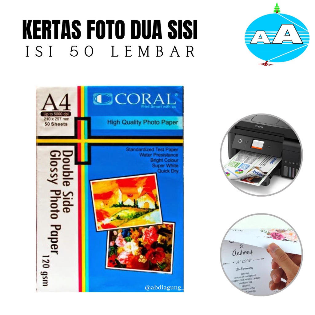 

Kertas Photo Coral Glossy Double Side A4 120 Gsm