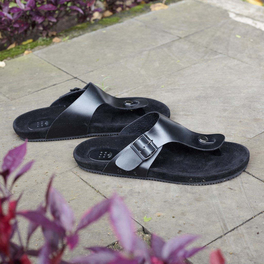 ANSON FULL BLACK | FORIND x Navara | Sendal Kulit Simpel Original Pria/Cowok/Men - Sandal - Footwear