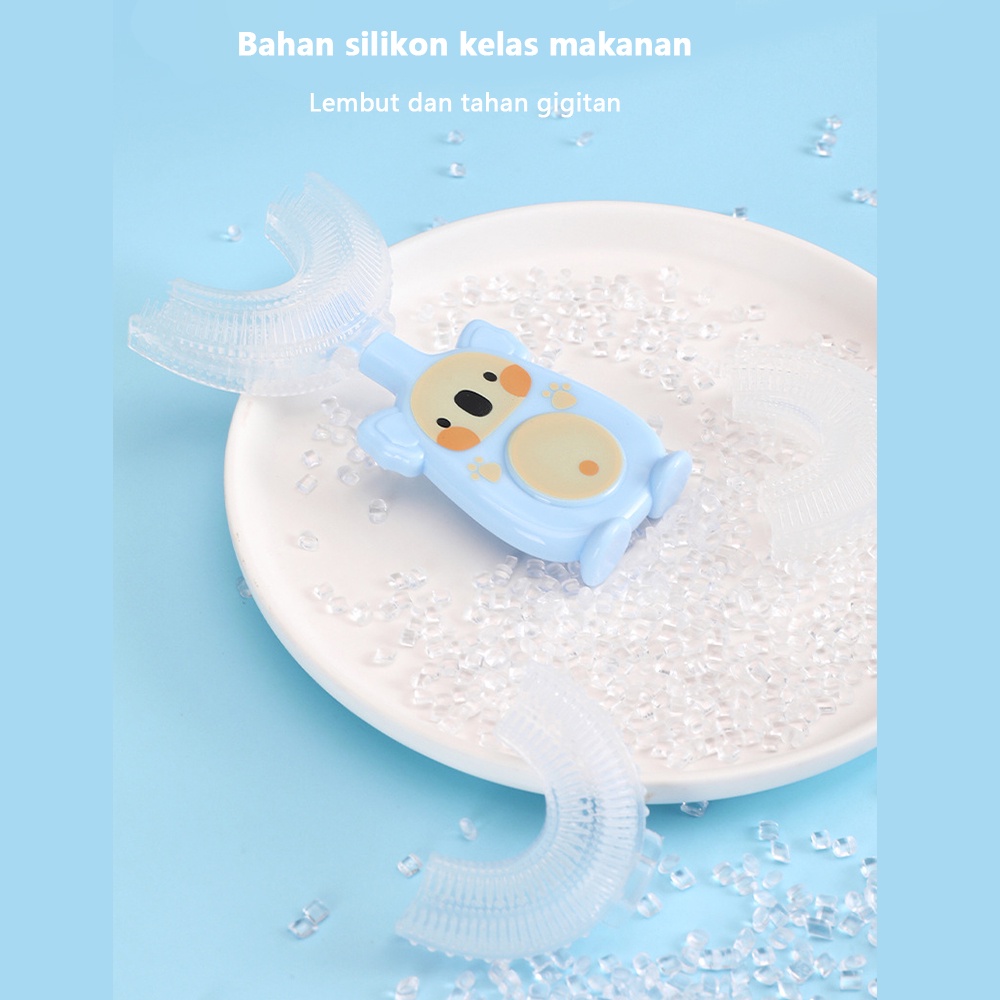 HIPPO LAND Sikat Gigi Anak Bentuk U Bahan Silikon / Training Toothbrush / Tooth Brush Baby Silicon type U Sikat Gigi Anak Sikat 264