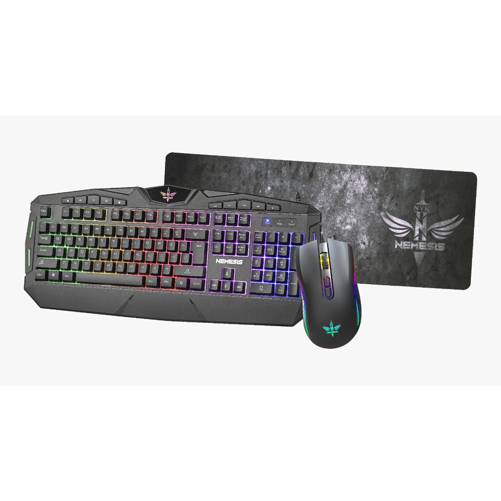 Keyboard Mouse mousepad gaming nyk nemesis combo wired membrane rgb optical 7200dpi 20G 7d 80x30cm rubber kc-500 basilisk - kc500