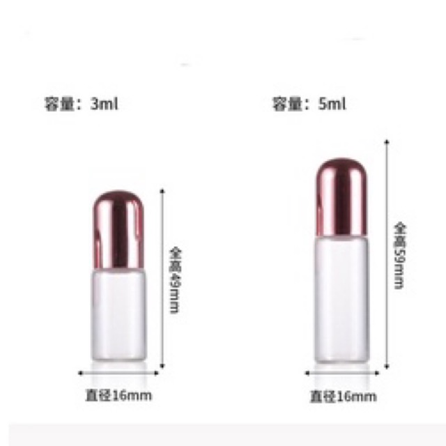 5ml Botol Clear Tutup Rose Gold Pink Roll On Glass Perfume Essential Oil Vials Stainless Roller Ball Travel Clear Bottle