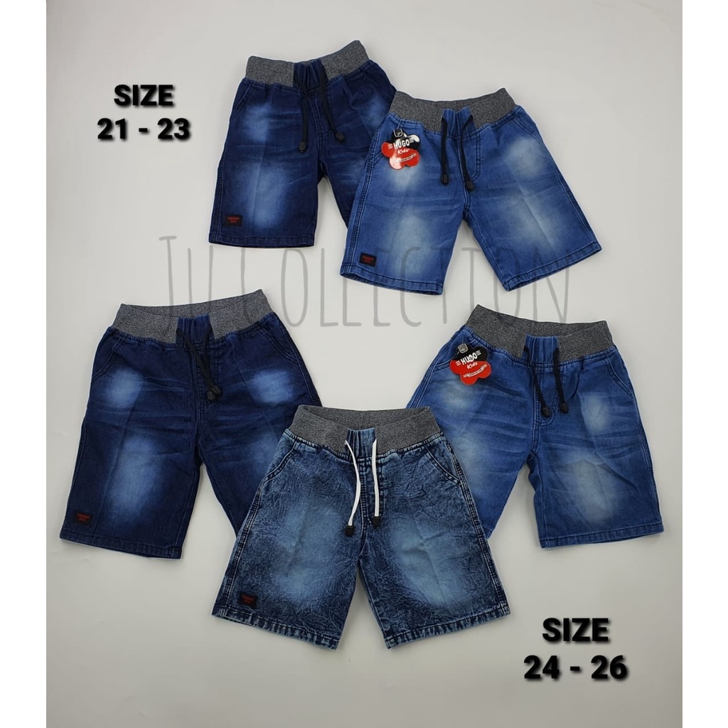 Celana Pendek Jeans Anak Remaja Tanggung SD SMP Pinggang Karet Rip Melar Size 21 22 23 24 25 26 Qualitas Primium