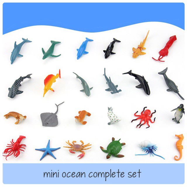 KC Baby - Mainan Set 24 Hewan Laut / Mainan Binatang Laut / Mainan Edukasi Anak / Figure Hewan Laut