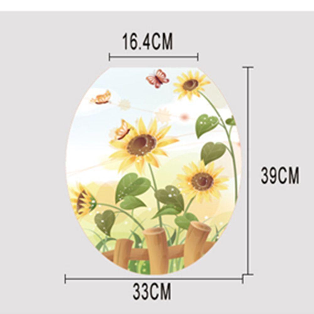 Solighter Sunflower Toilet Stiker Mural Art Decals Mural Stiker Tile Toilet Kamar Mandi Toilet Tutup Dekorasi Tk Stiker Dinding