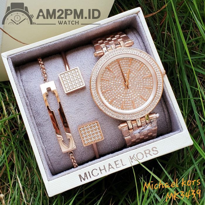 Suplier Set Gelang + Jam Michael K*rs Darci Crystal Pave MK3439 Ori B*